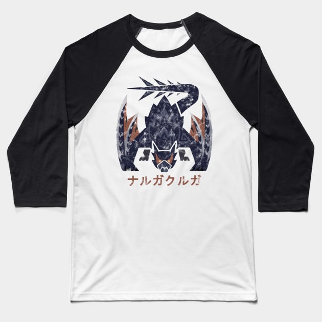 Monster Hunter World Iceborne Nargacuga Kanji Icon Baseball T-Shirt by StebopDesigns